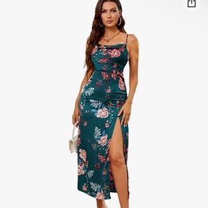 Satin floral maxi dress